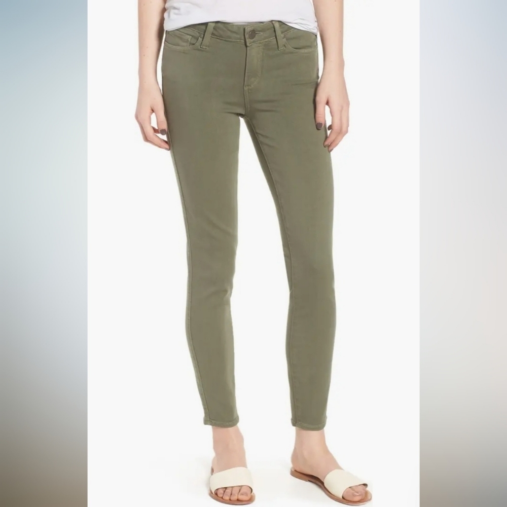 NWT Paige Denim Co LA Women's Verdugo Ankle Mid Rise Ultra Skinny Jeans Green 28